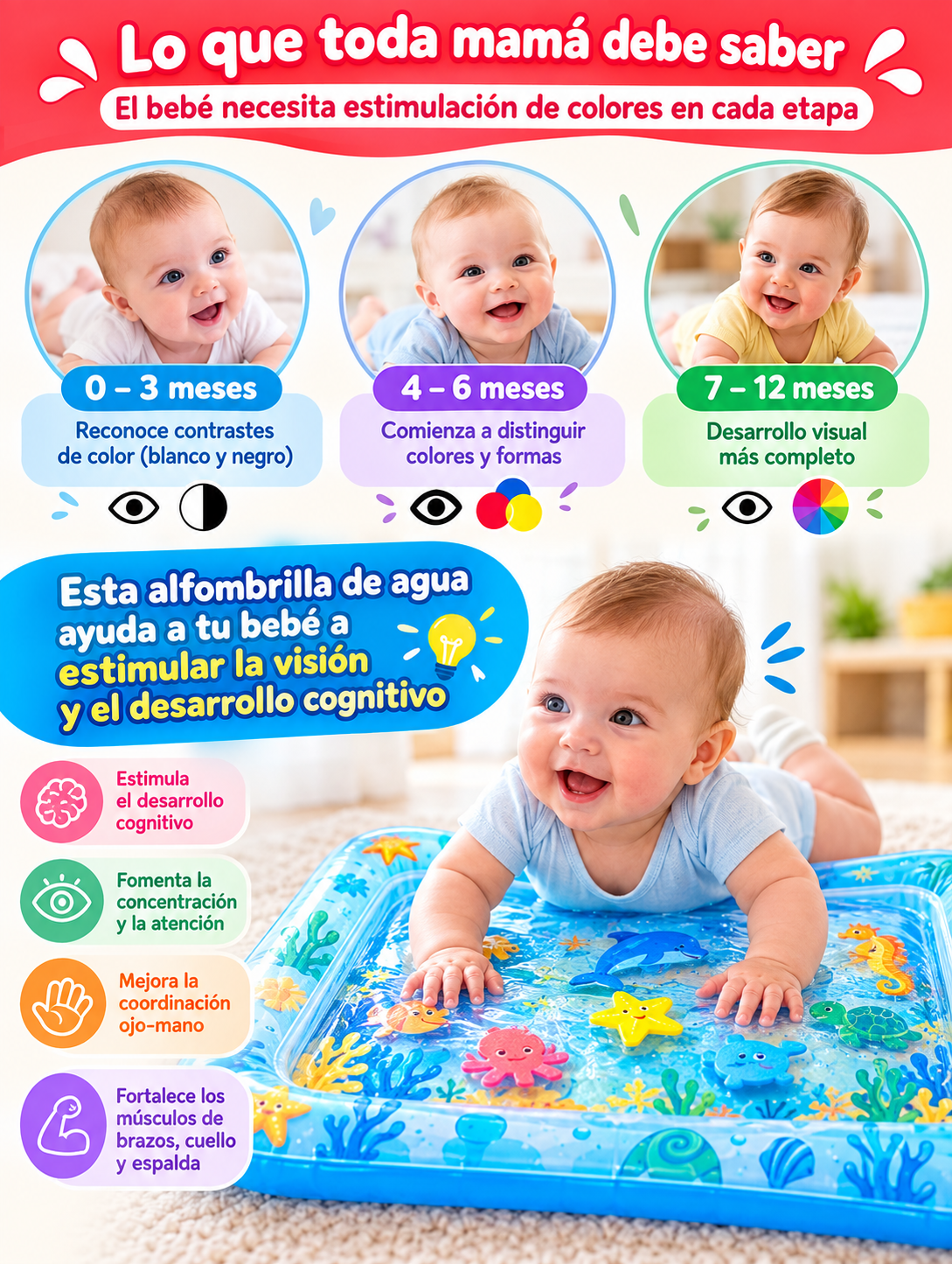 Tapete Sensorial de Agua para Bebé 💦🐠
