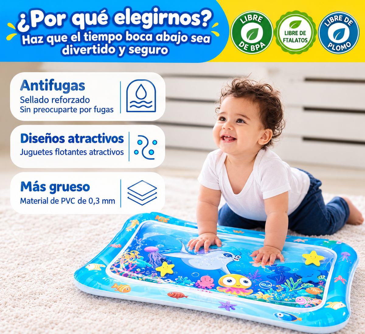 Tapete Sensorial de Agua para Bebé 💦🐠
